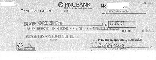 Zimmerman Second Amendment Fund Check