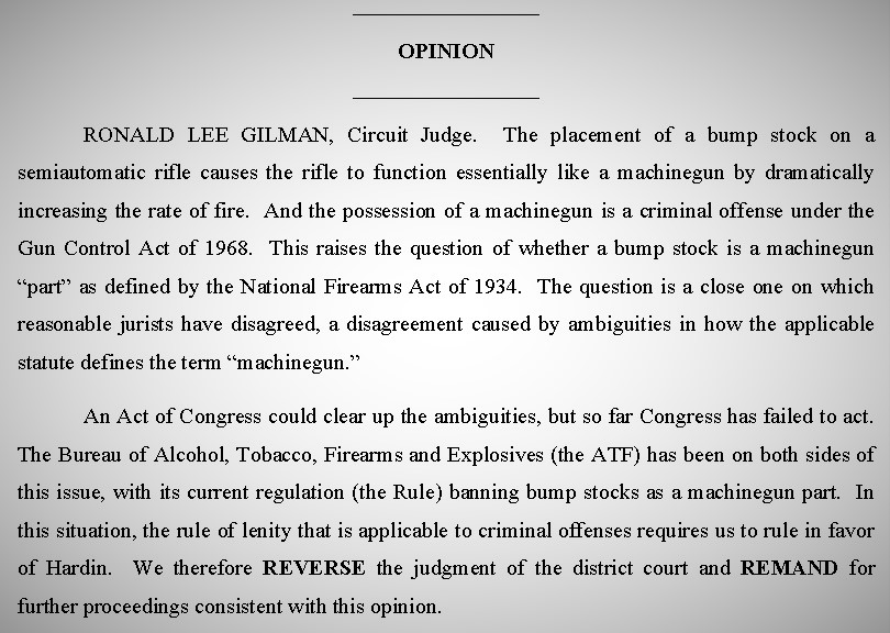 Excert from Sixth Circuit Court's ruling on ATF rule