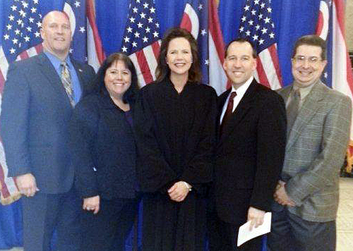 From left: Sean Maloney, BFA Region Leader; Linda Walker, BFA Central Ohio Chair; Ohio Supreme Court Justice Sharon Kennedy; Jim Irvine, BFA Chairman; Dean Reick, BFA Marketing & Communications Director