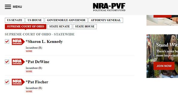 NRA Endorses Kennedy, DeWine, and Fischer