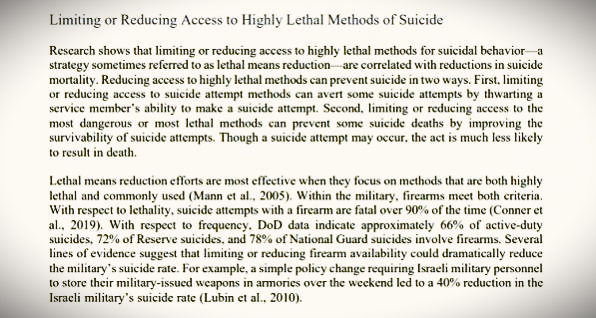 Excerpt from "Preventing Suicide in the U.S. Military: Recommendations from the Suicide Prevention and Response Independent Review Committee," page 57