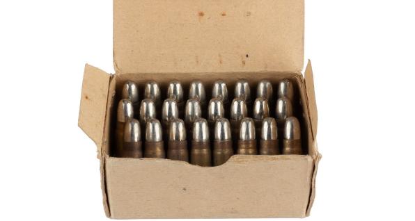 Carboard box of vintage lead ammunition